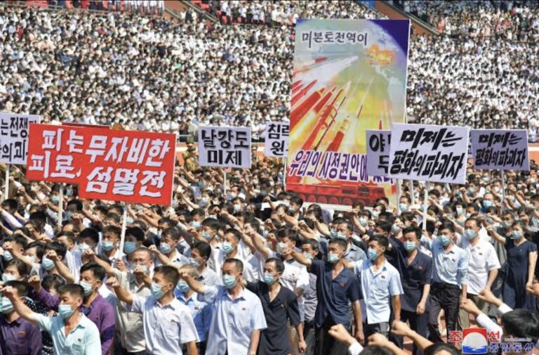 North Korea organized mass demonstrations condemning the United States and issued nuclear war warnings