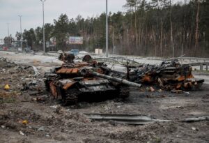 Destroyed Russian tank in Ukraine