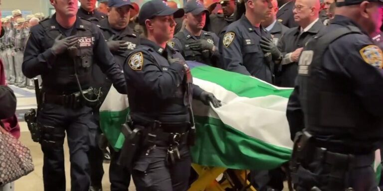 A guard of honor for NYPD officer Jonathan Diller