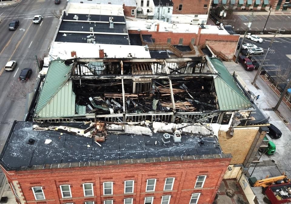 Monroe's Craig Sauer took photos of the fire damage with a drone.