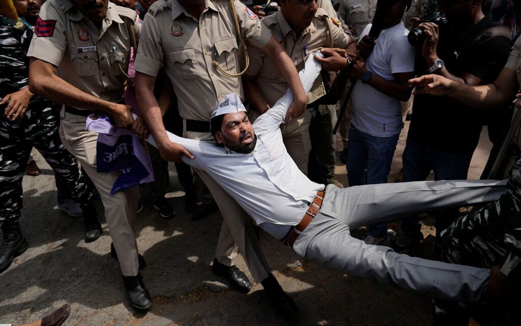 Indian police detain dozens of protesters demanding release of opposition leader