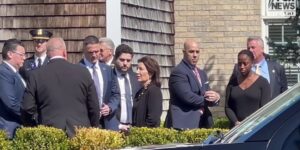 New York Gov Kathy Hochul is seen at the wake for slain NYPD officer Jonathan Diller