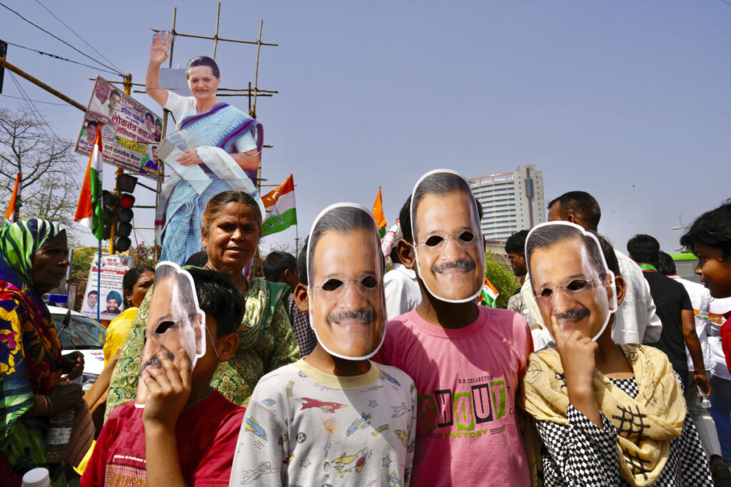 Thousands attend a rally in India's capital to challenge Prime Minister Modi ahead of elections