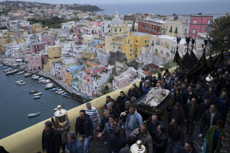 Young and old participate in Holy Week religious processions on Italy's Procida island