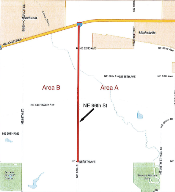 A proposed annexation moratorium agreement between Mitchellville and Altoona would prohibit either city from crossing a line along Northeast 96th Street as they expand their borders.
