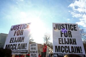FILE PHOTO: Protesters gather for a rally to call for justice for Elijah McClain in Denver