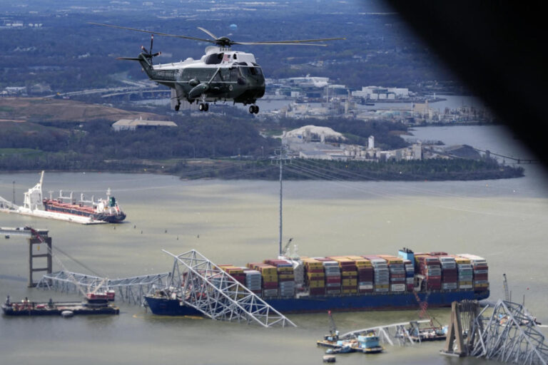 Containers being moved from ship to access fallen Baltimore bridge’s roadway