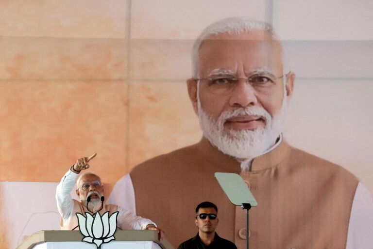 Indian PM Modi attends an election campaign rally, in Meerut