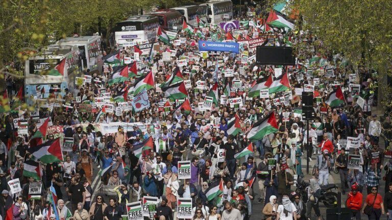 Protesters in London