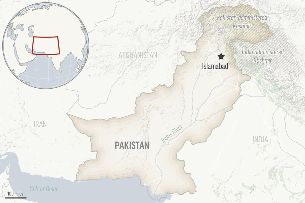 Motorcycle bomb kills 2 people and wounds 5 in Pakistan's restive southwest