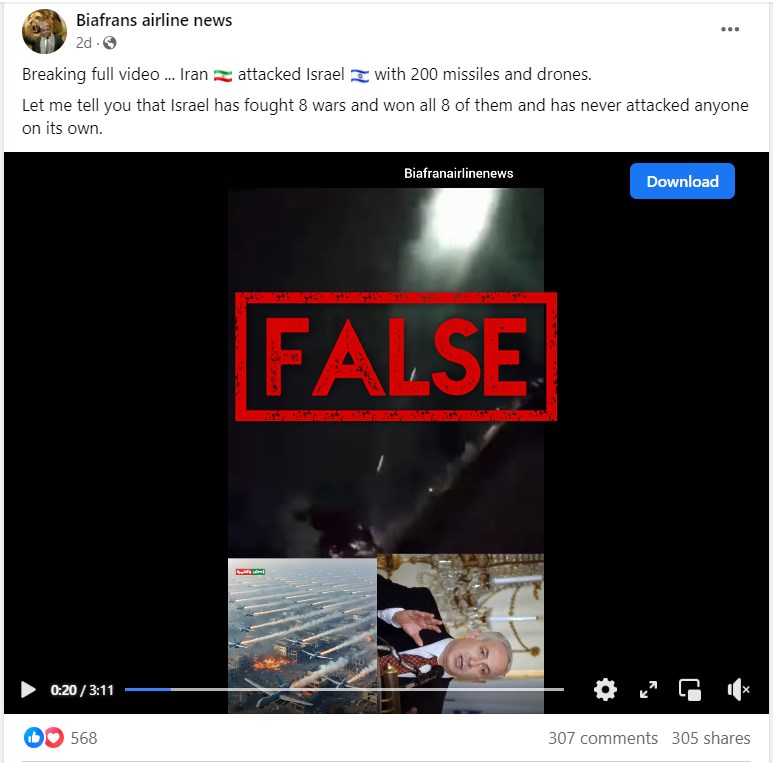 Screenshot showing the false post, taken on April 16, 2024