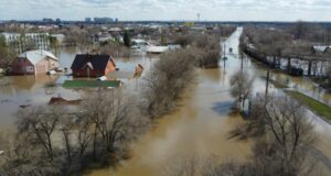 Floods have struck the Russian Urals regions and neighbouring Kazakhstan, caused by melting ice and heavy rain (Andrey BORODULIN)