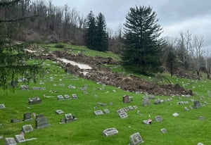 Tombstones washed away in West Virginia cemetery mudslide