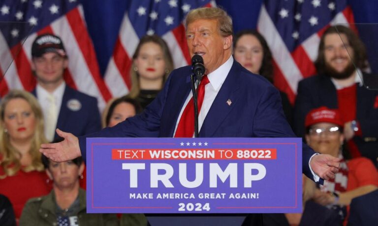 Trump rails on ‘migrant crime’ and ‘rigged’ 2020 election at Wisconsin rally