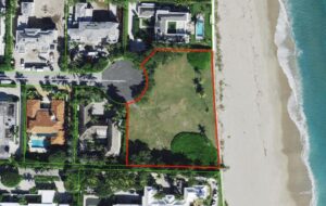 Vacant lot of about an acre has 225 feet on the ocean in Palm Beach