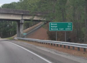 Why is there a sign on NC I-40 near Wilmington pointing to Barstow, CA? Here’s the story