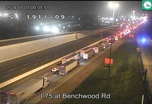 2 vehicle crash reported in construction zone on I-75 in Montgomery County