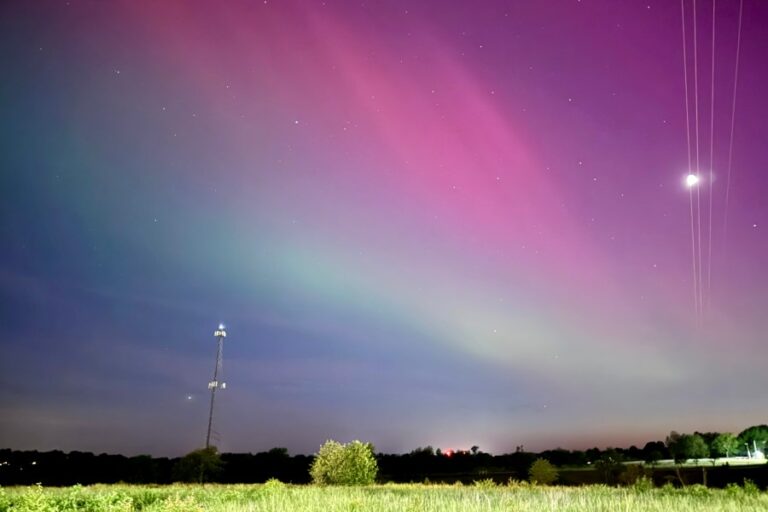 The aurora borealis, commonly known as the northern lights, were visible in the night sky Friday, May 10, 2024 in several Midwestern states like Missouri, Kansas, and Oklahoma. This photo was taken around 2:00 a.m. Saturday morning (5/11) in southwest Missouri. (Photo: KSNF)