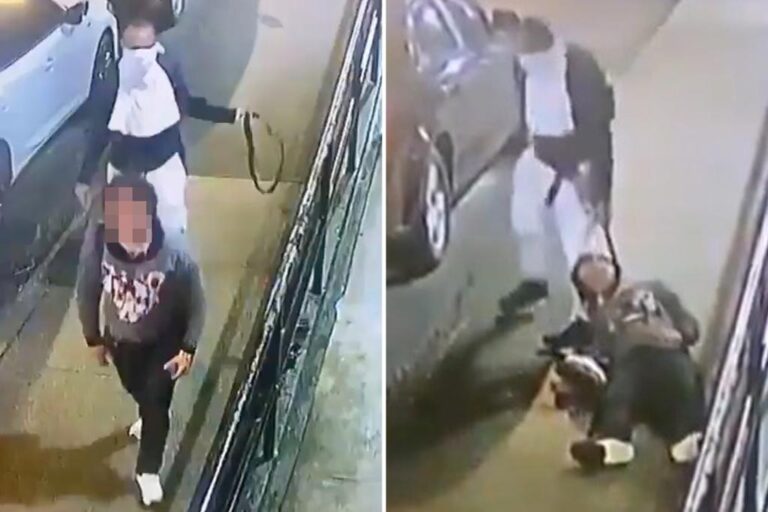 Horrifying video shows masked fiend choke woman with belt on NYC street, drag body between cars to rape her