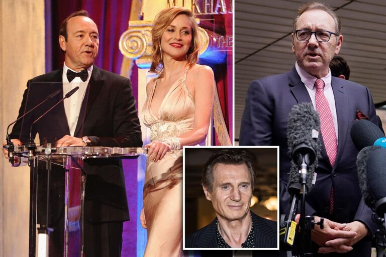 Liam Neeson, Sharon Stone urge Hollywood to embrace Kevin Spacey after his acquittal on sexual assault charges