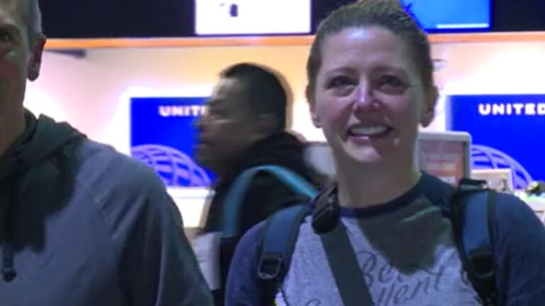 Portland nurse Monica Johnston returned after 3 weeks in Rafah, Gaza, May 18, 2024 (KOIN)