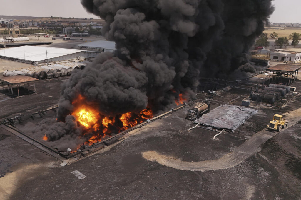 Firefighters battle massive fire at northern Iraq oil refinery