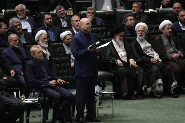 Iran's hard-line parliament speaker Mohammad Qalibaf registers as a presidential candidate