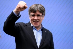Catalan separatist leader Carles Puigdemont, seen here at a rally in the French southeastern town of Argeles-sur-Mer in May, is expected to be one of the most high-profile beneficiaries of an amnesty law approved by Spain