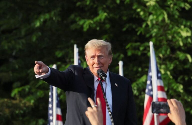 Former U.S. President and Republican presidential candidate Trump attends a campaign rally, in New York